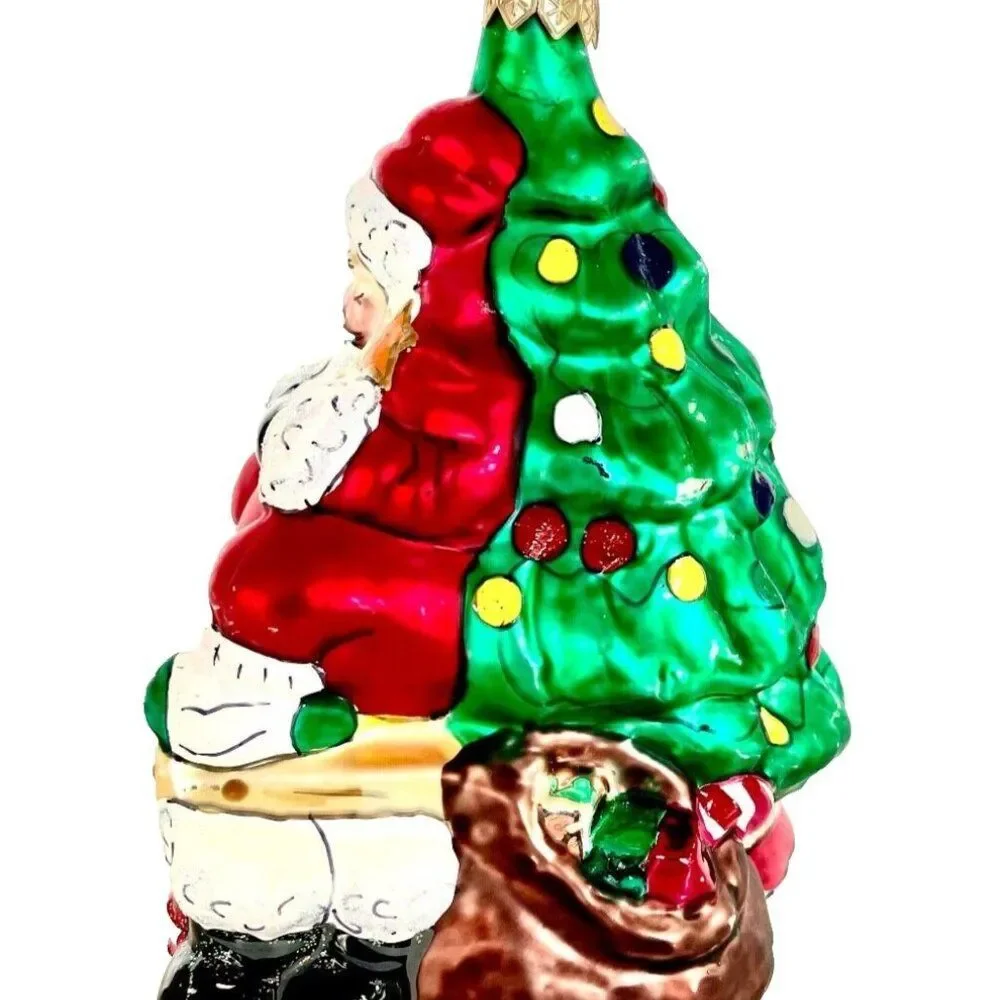 Hand Blown Glass Sleeping Santa Ornament Hand Painted Christmas Tree Toys Poland
